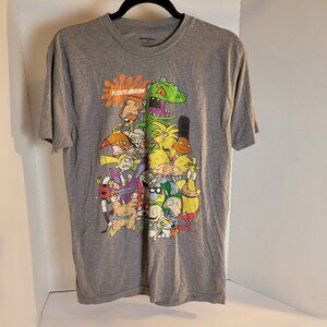 Nickelodeon Cartoon Characters T Shirt Size M Gray Splat Logo Short Sleeve